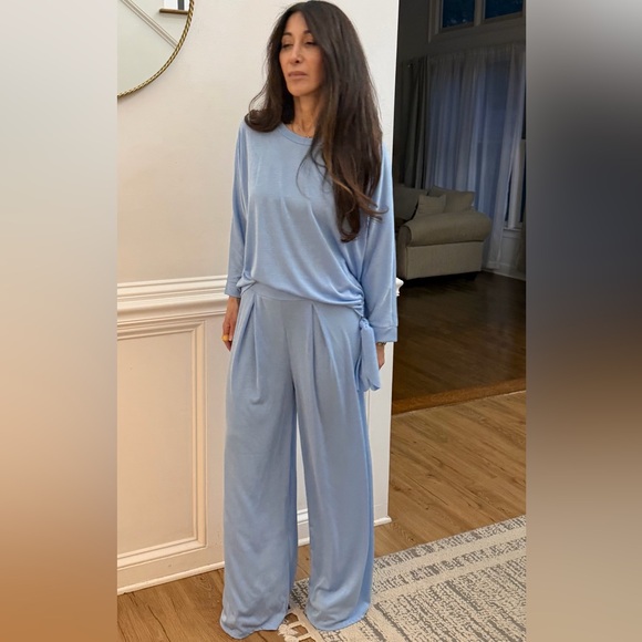 ShopEvelynne Light Blue Wide Leg Pants & Jumpsuit - Picture 2 of 3